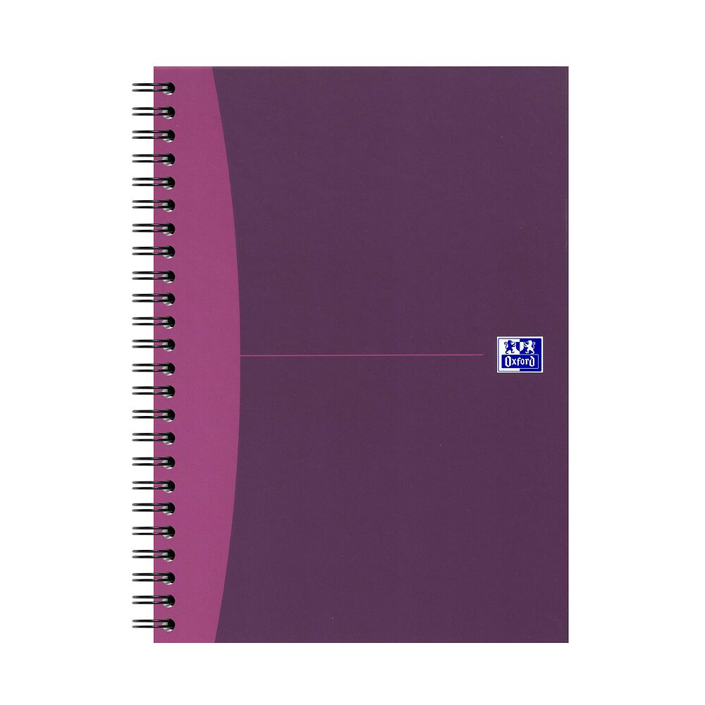 Oxford A5 Hard Cover Wirebound Notebook, Ruled with Margin, 140 Pages, Purple