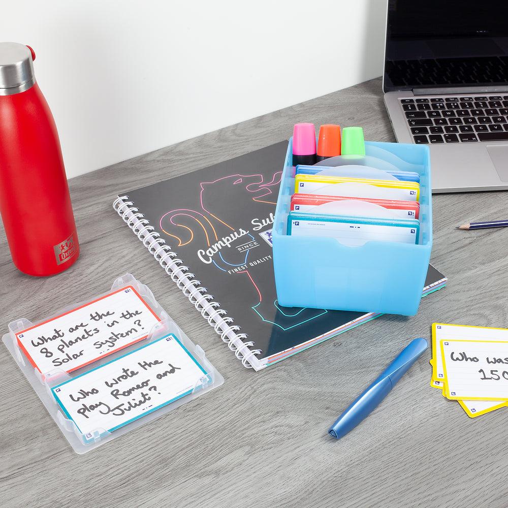 Oxford Flashbox, Pastel Blue, Storage Capacity of 500 Flash Cards, 7.5x12.5cm