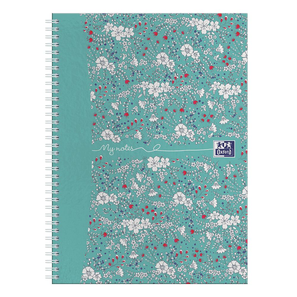 Oxford Floral A4 Hard Cover Wirebound Notebook, Ruled, 140 Pages, Scribzee Enabled
