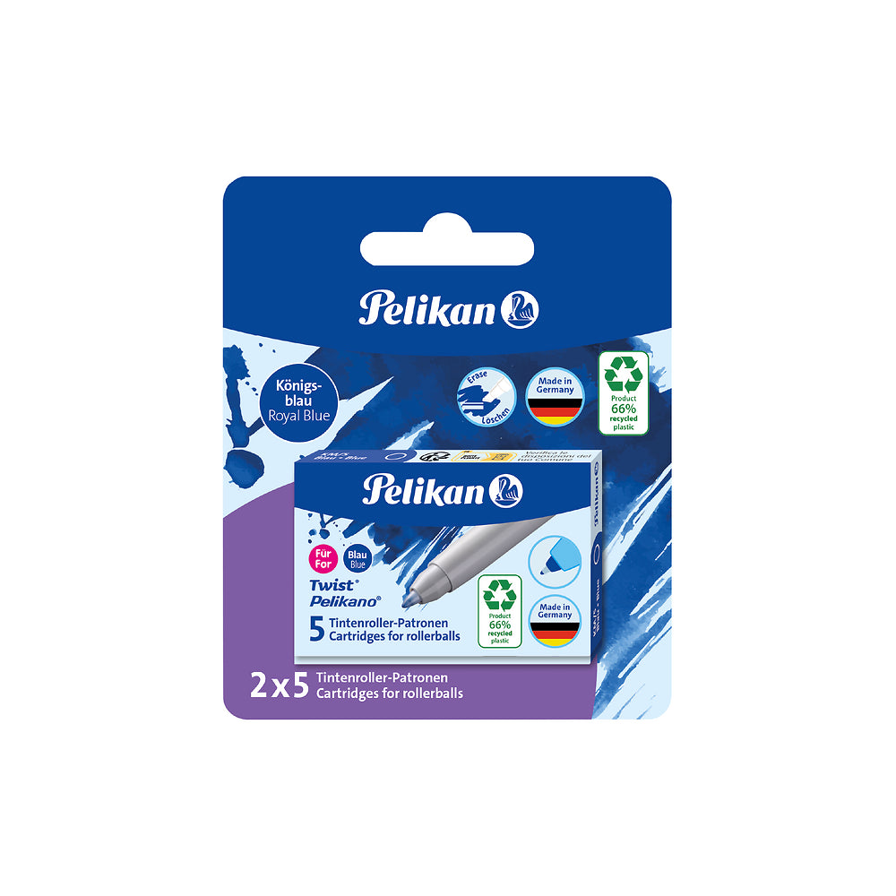 2x5 Blue Pelikan Cartridges ECO KM/5 for roller ball pens