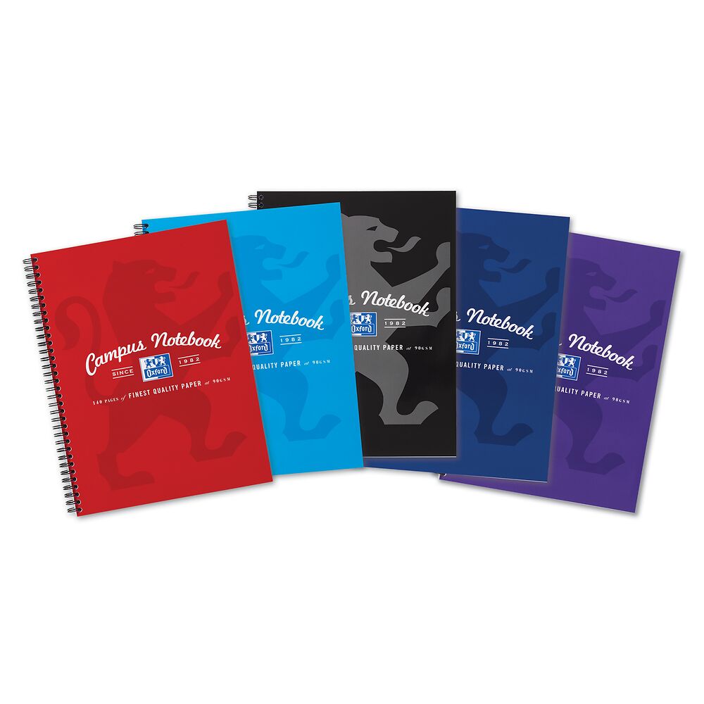 Oxford Campus A4 Notebooks, Assorted Colours, Pack of 5
