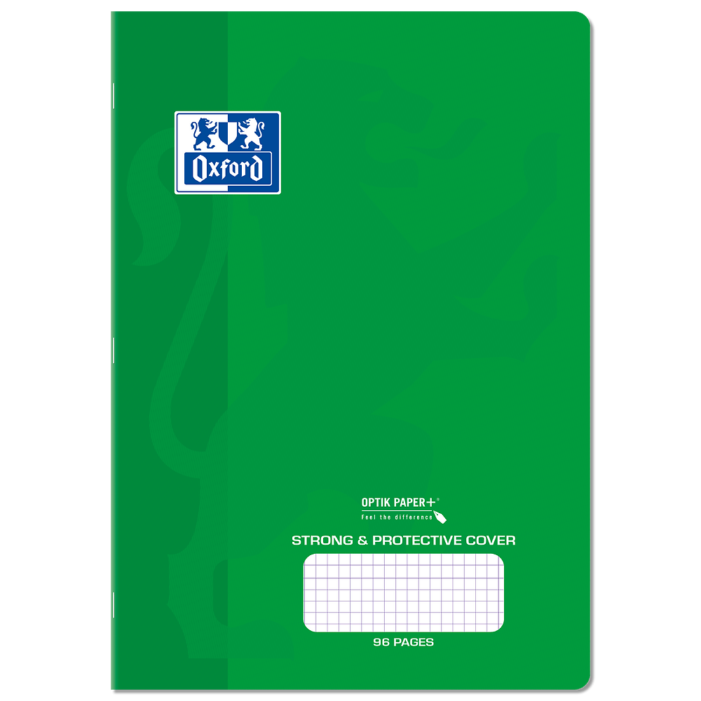 Oxford A4 Exercise Book, Green PP Cover, 5mm Sqaured, 96 Pages