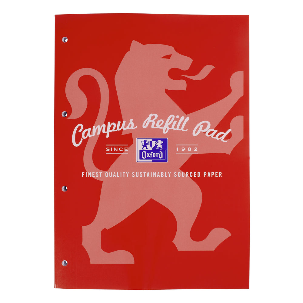 Oxford Campus Red A4 Sidebound Refill Pad Ruled with Margin 300 Pages