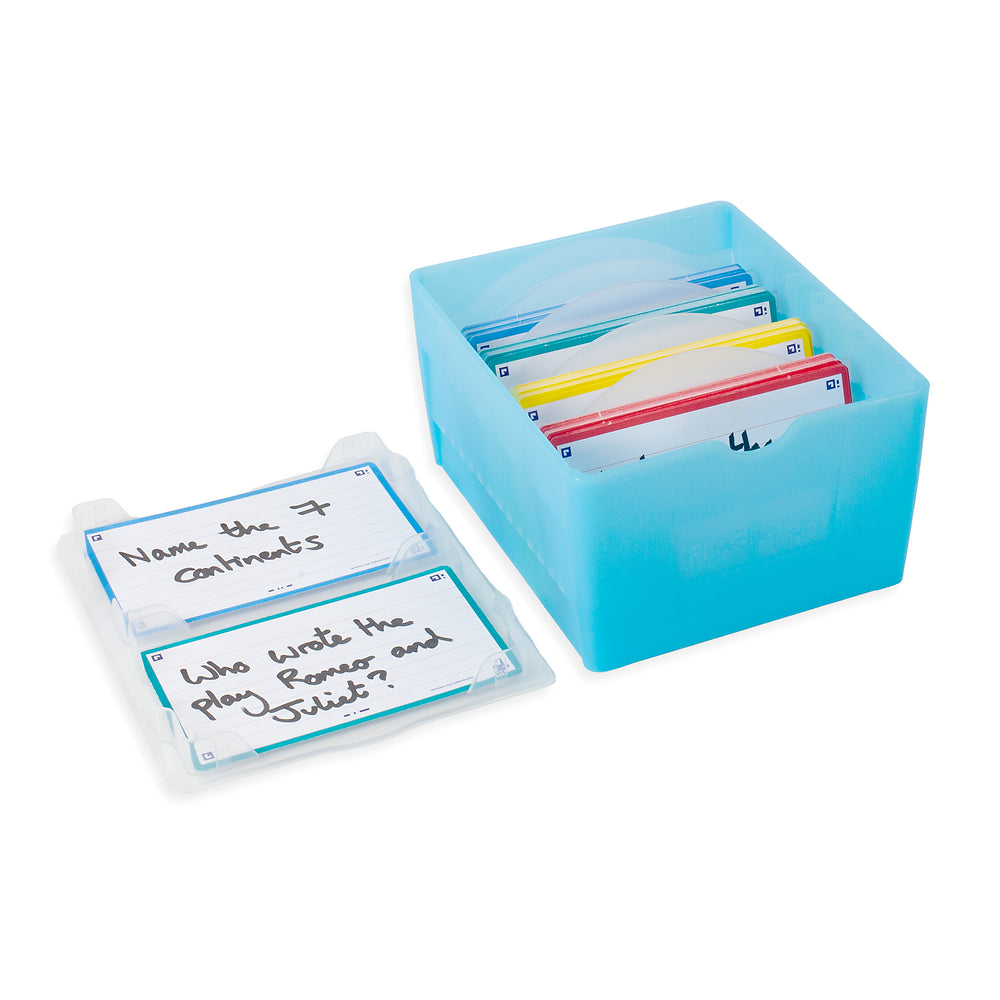Oxford Flashbox, Pastel Blue, Storage Capacity of 500 Flash Cards, 7.5x12.5cm