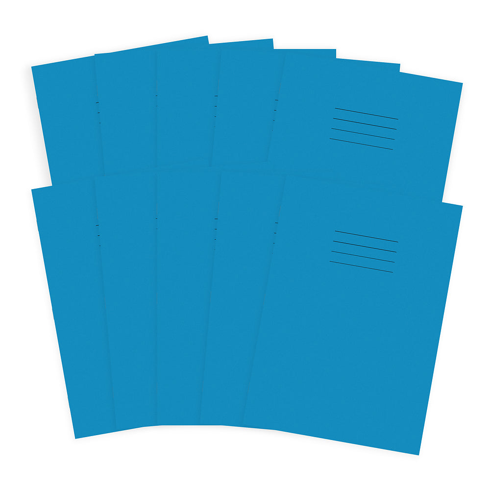 Hamelin A4 Exercise Book Stapled, 7mm Squared, Cream tinted 80 page, Blue - 10 Pack