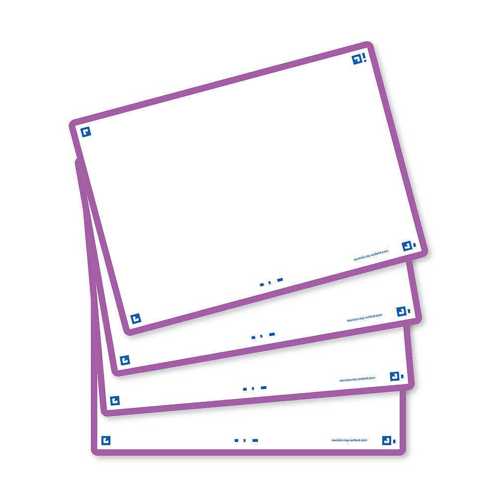 Oxford Flash Cards, Blank with Purple frame, A6, pack of 80