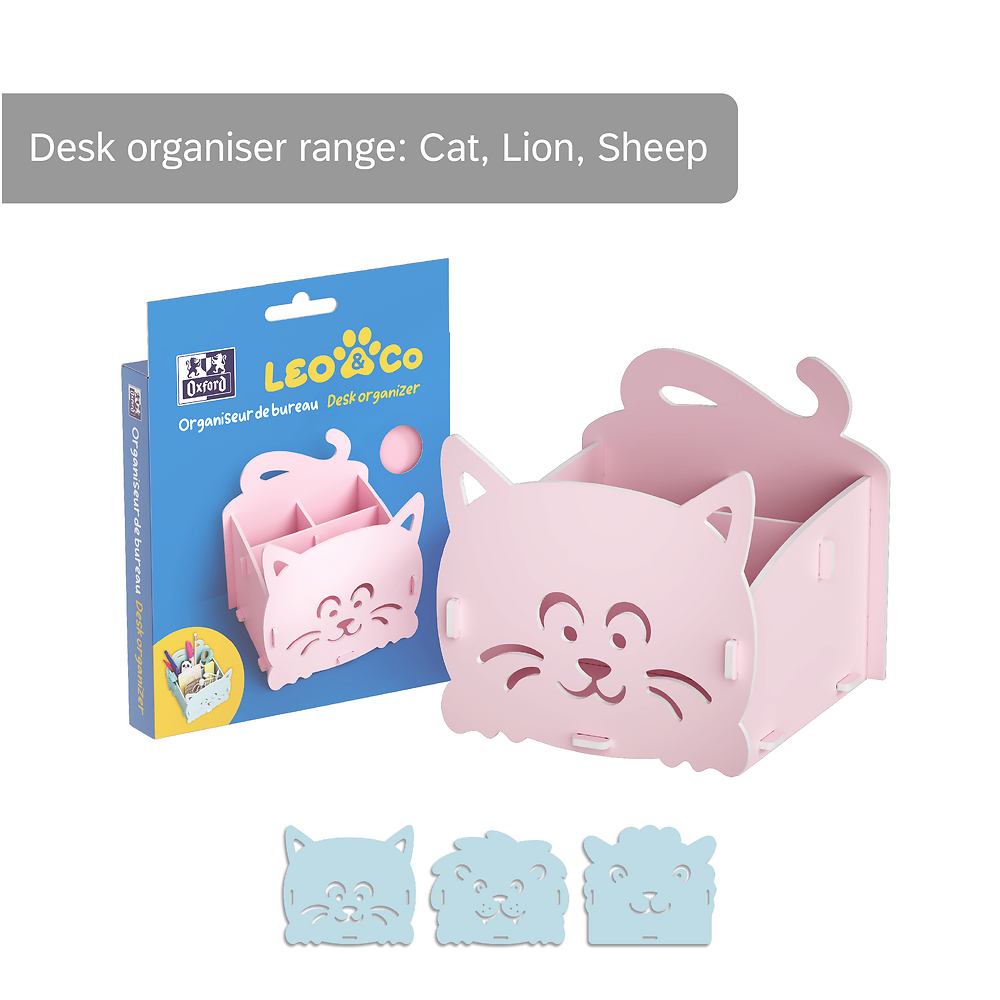 Oxford Leo&Co Desk Organiser Foam PP, Pink Lion