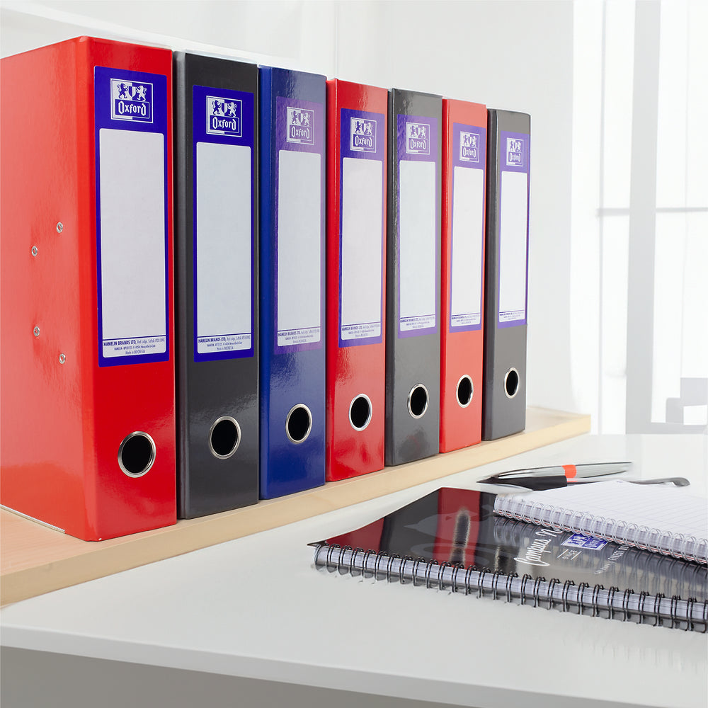 Oxford Lever Arch Files, A4, 3 Pack, Navy, Red & Black