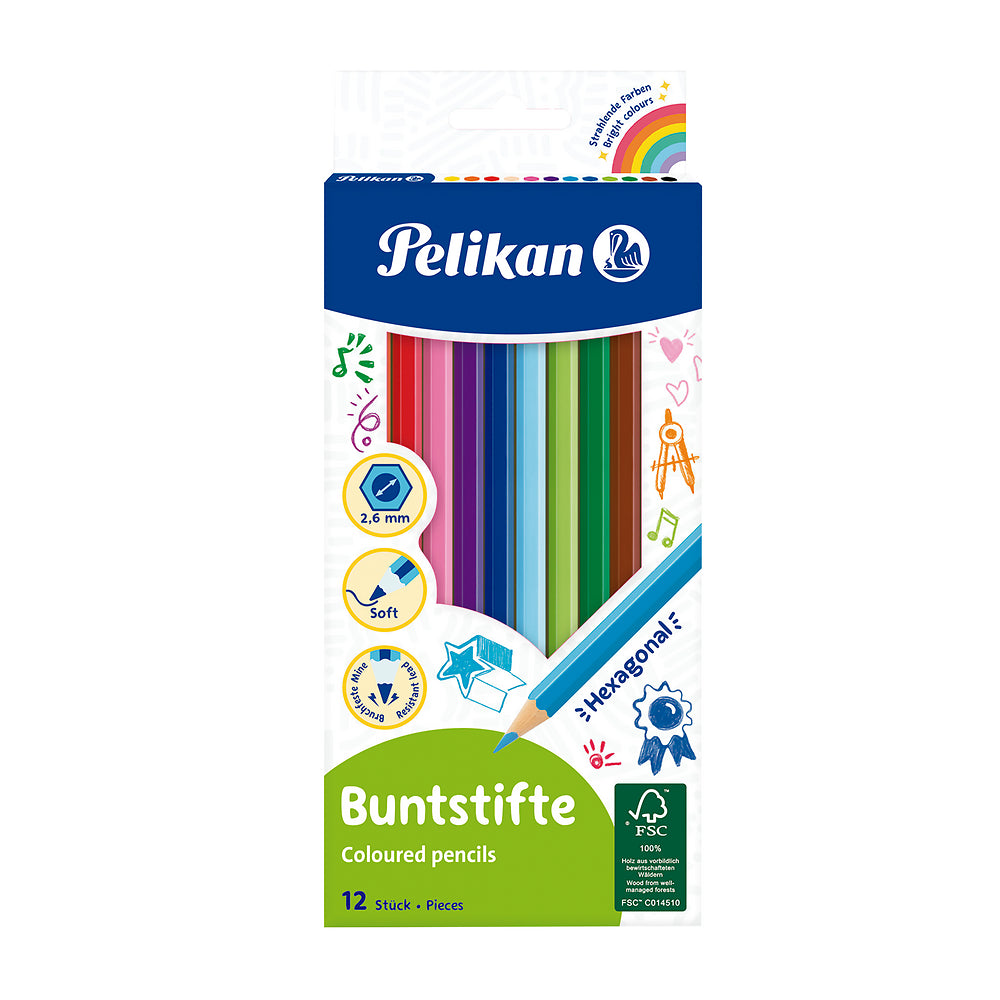 Pelikan Hexagonal Colouring Pencils 12 Pack