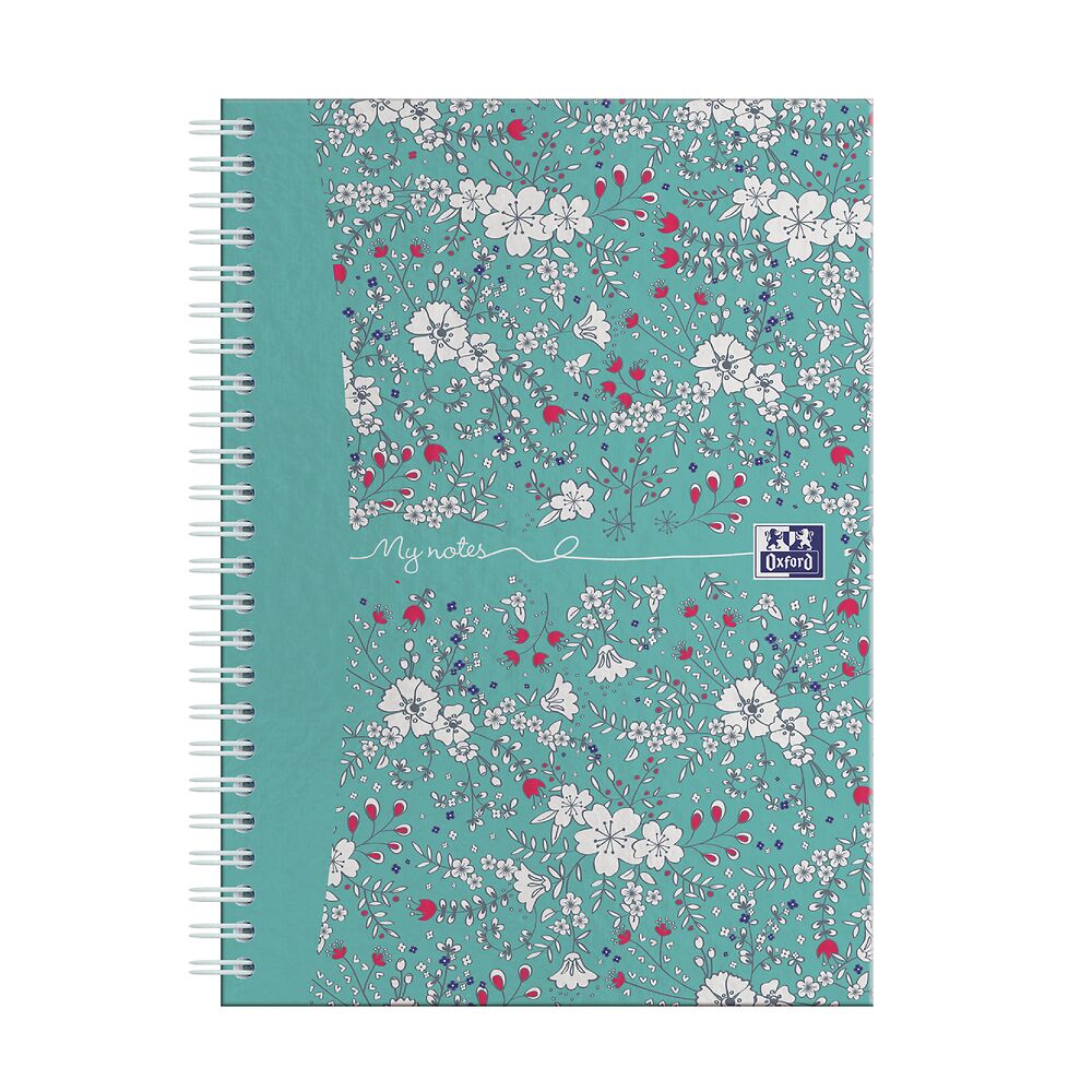 Oxford Floral A5 Hard Cover Wirebound Notebook, Ruled with Margin