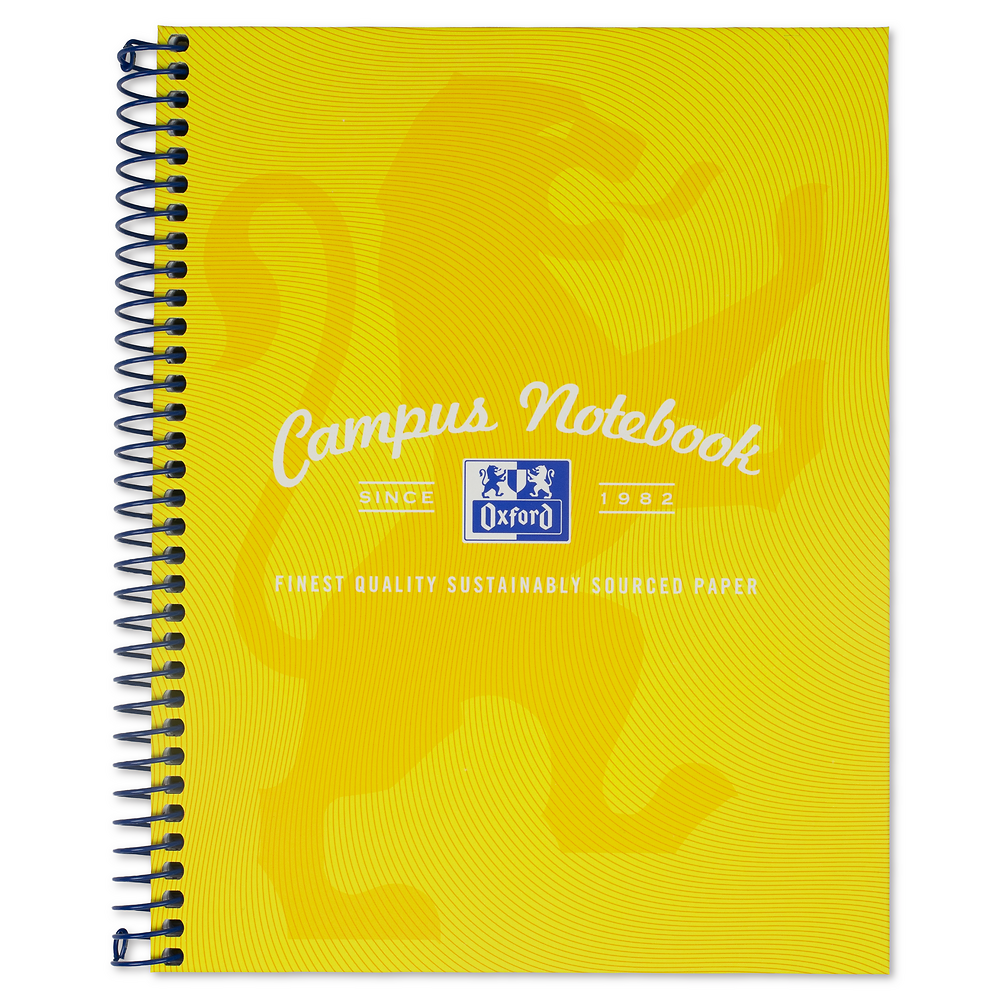 Oxford Campus Yellow A5 Wirebound Hardback Notebook, Ruled with 160 Pages
