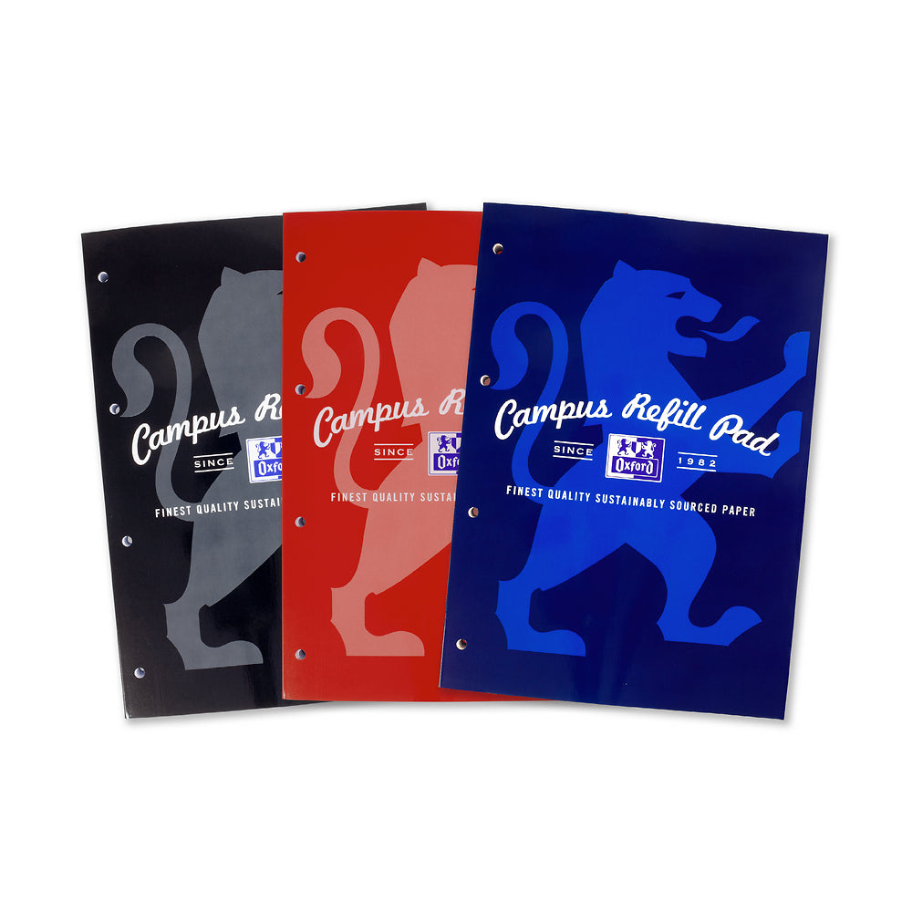 Oxford Campus Assorted Colours A4 Refill Pads 300 Page, Ruled, Pack of 3