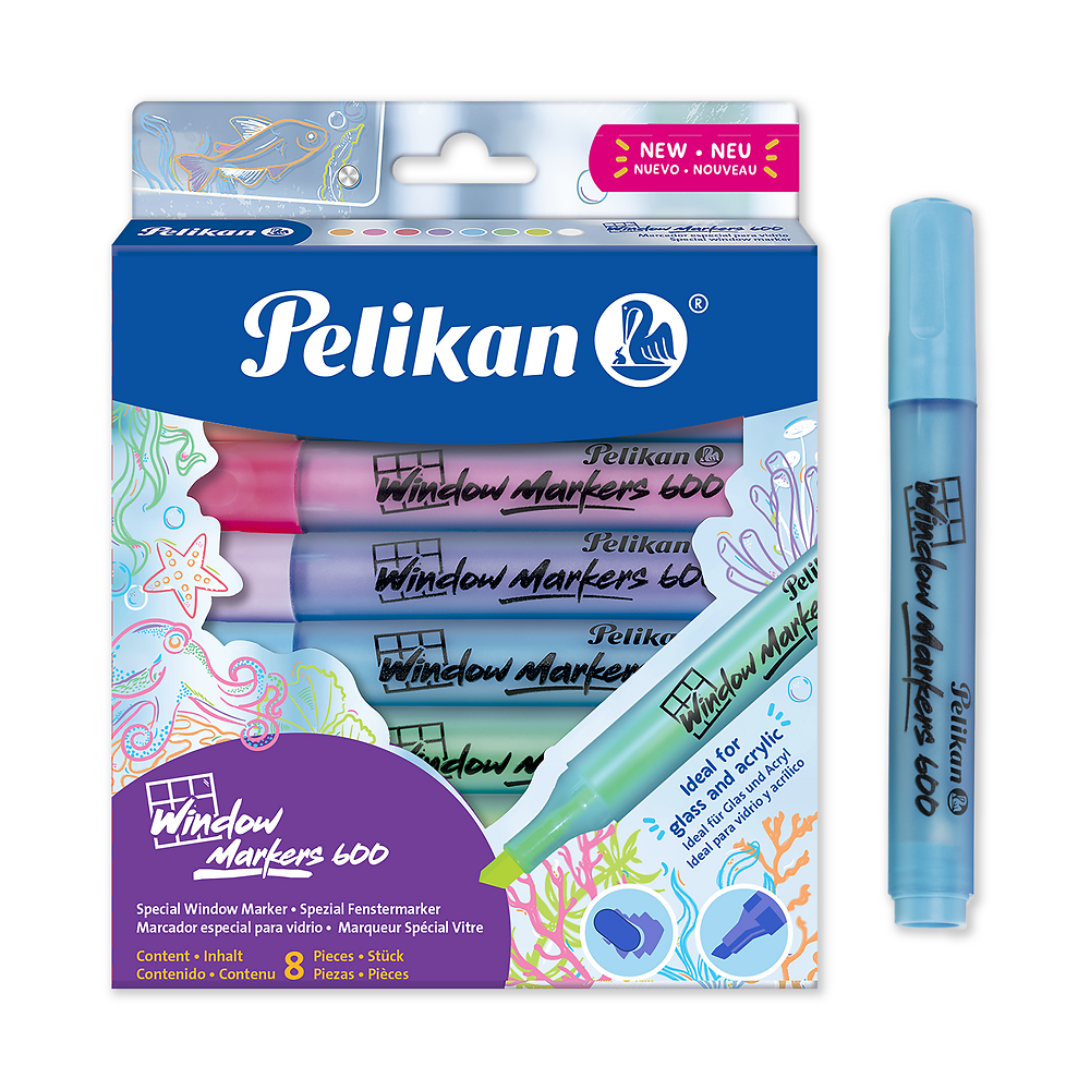 Pelikan Window Markers, Assorted, Pack of 8