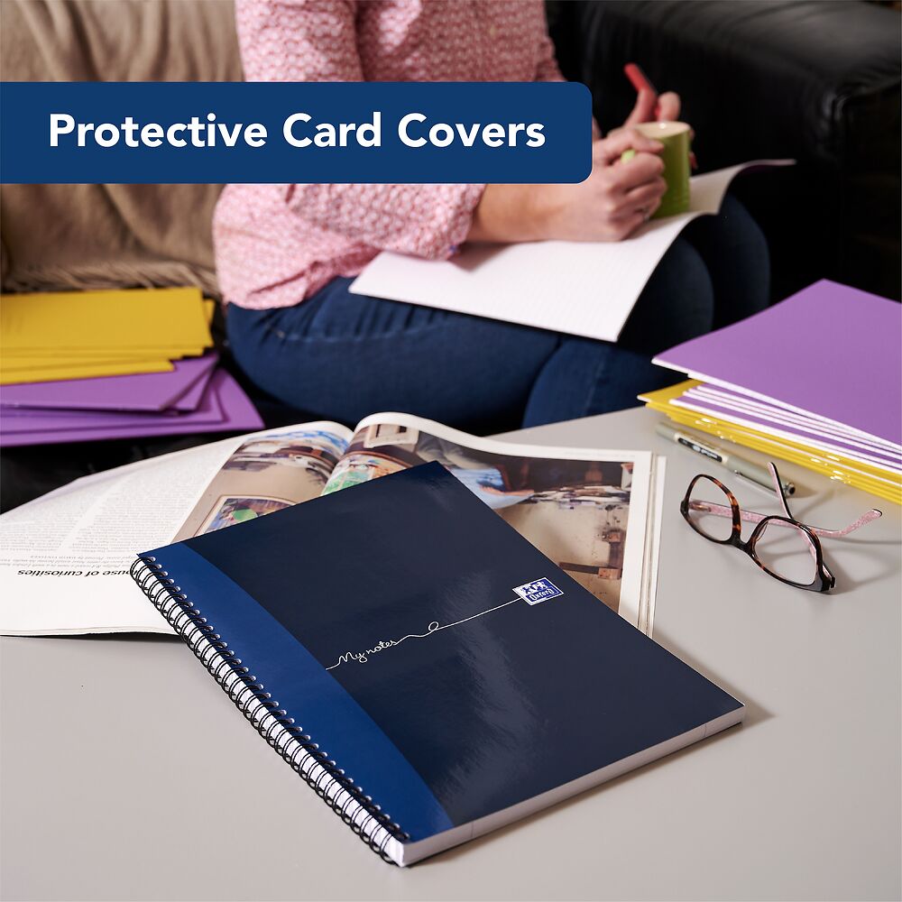 Oxford My Notes A4 Card Cover Wirebound Notebook, Ruled with Margin, 200 Page, Navy Blue