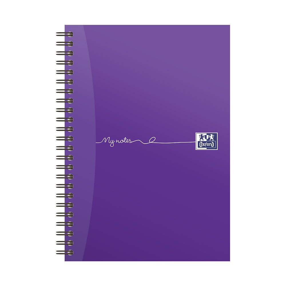 Oxford My Notes A5 Card Cover Wirebound Notebook, Ruled with Margin and Perforated, 200 Page, Purple