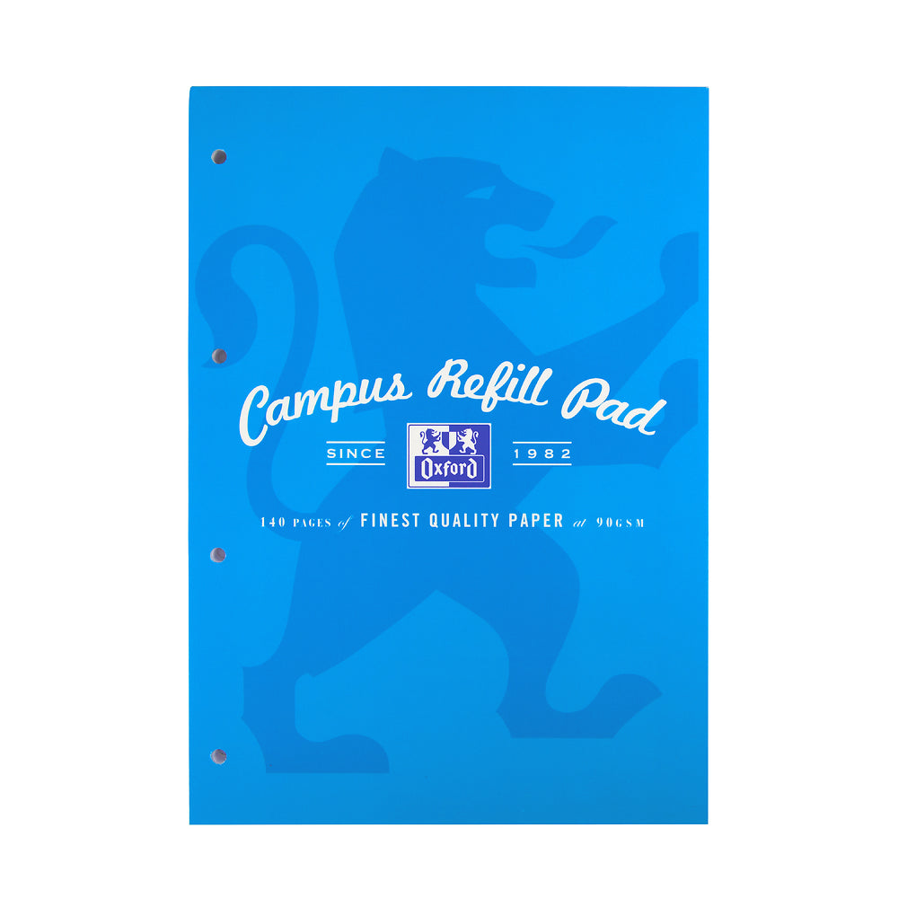 Oxford Campus A4 Headbound Refill Pad Ruled with Margin 140 Pages, Aqua