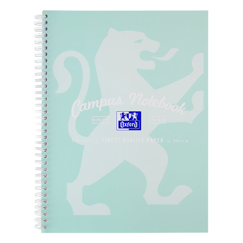 Oxford Campus A4+ Card Cover Wirebound Notebook Ruled with Margin 140 Pages, Mint Green