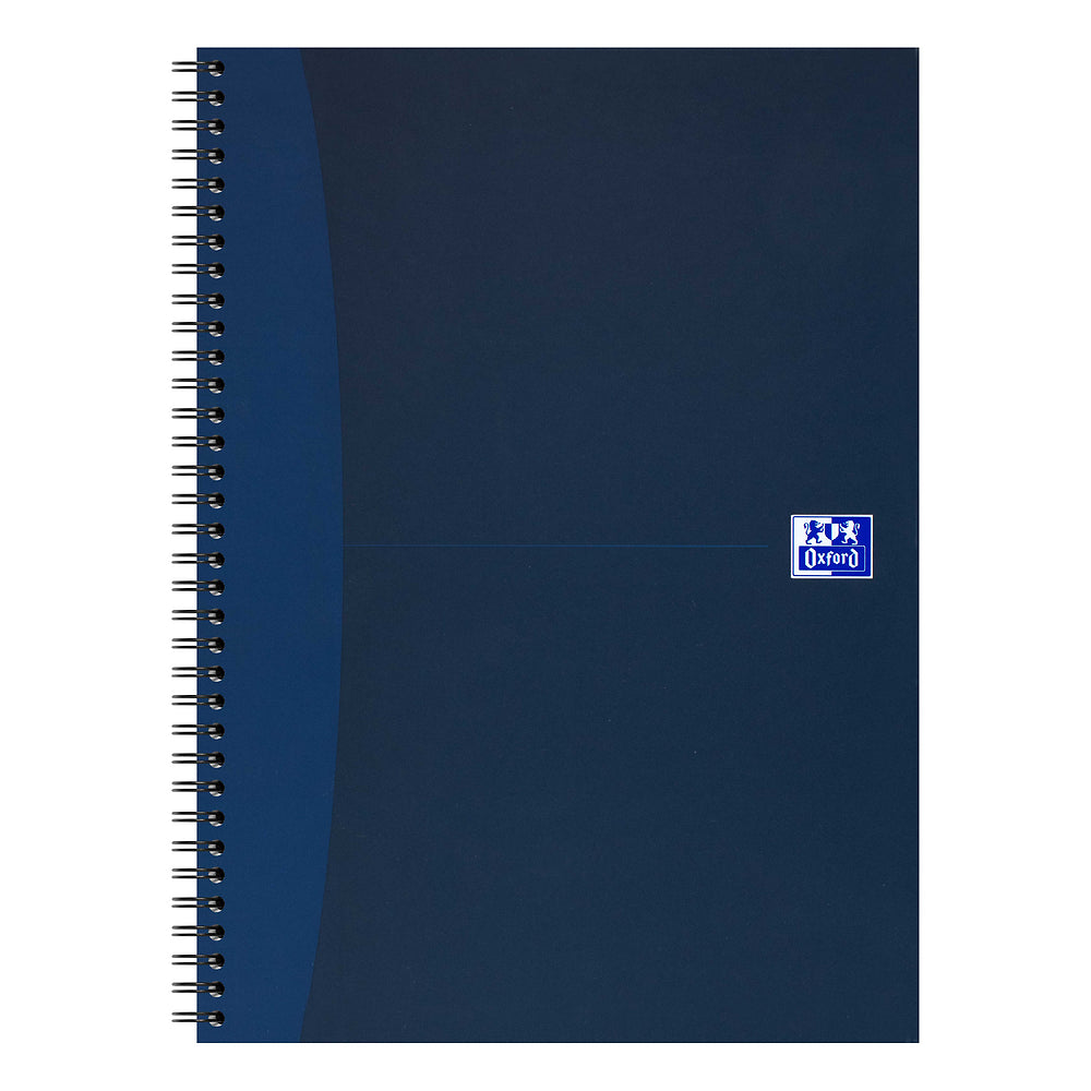Oxford Classic A4 Hard Cover Wirebound Notebook, Ruled with Margin, 140 Pages, Navy