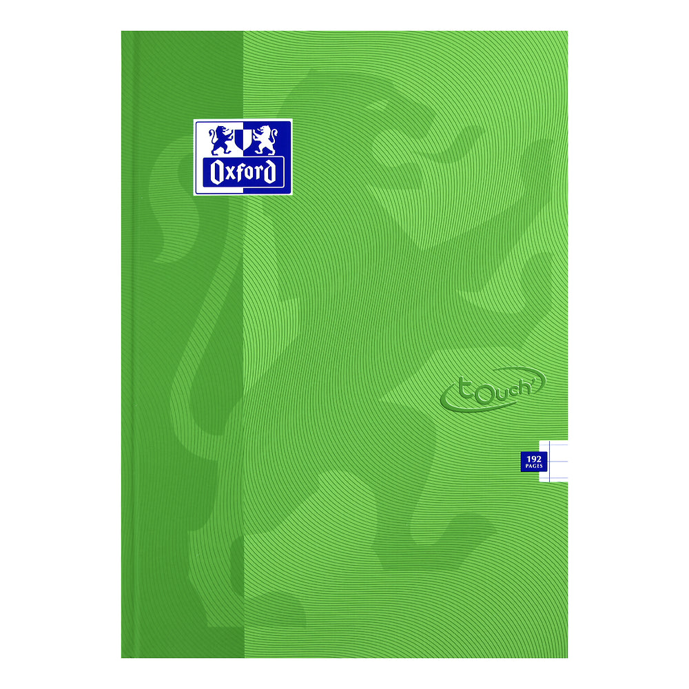 Oxford Touch A4 Hardback Casebound Notebook Ruled with Margin 192 Pages, Bright Green