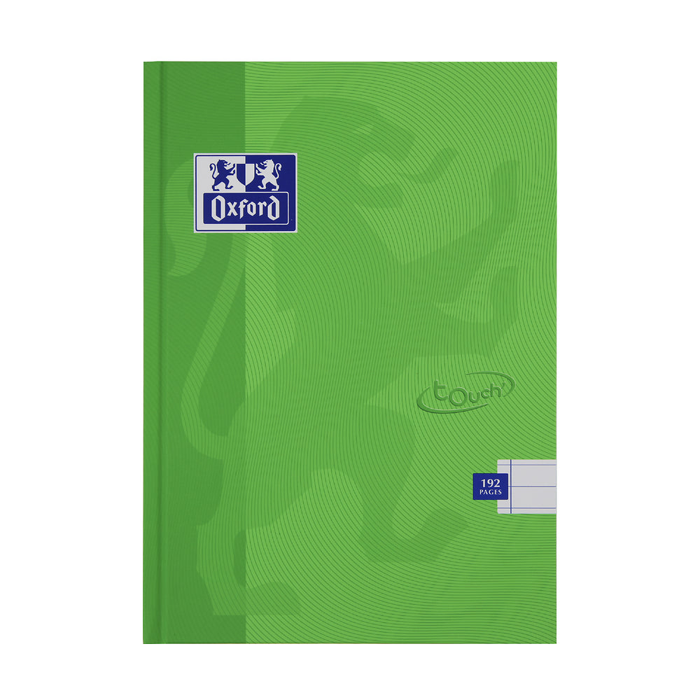 Oxford Touch A5 Hardback Casebound Notebook Ruled with Margin 192 Pages, Bright Green