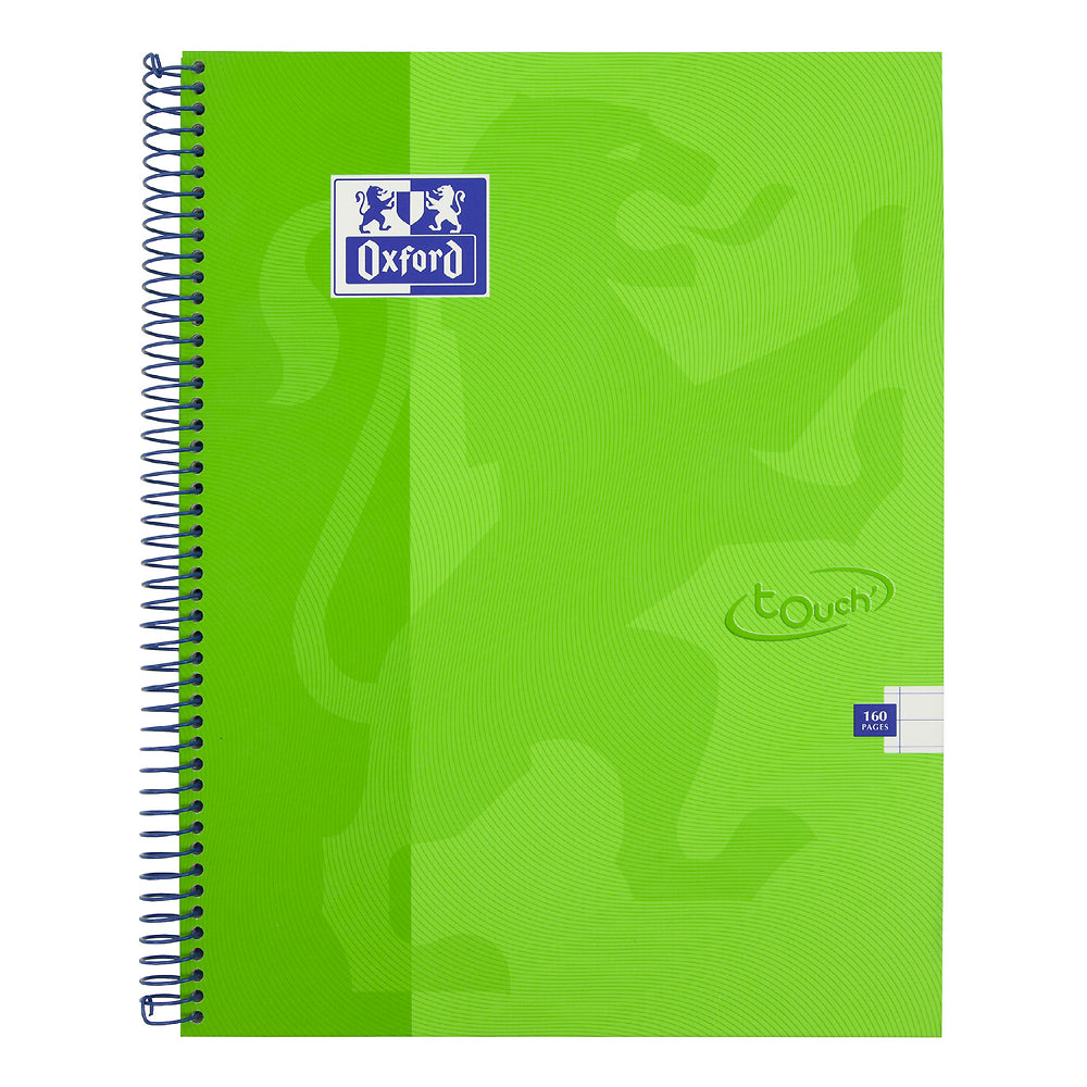 Oxford Touch A4 160 Page Wirebound Hardback Notebook, Bright Green